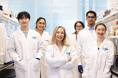 Dr. Sheena Josselyn stands with members of her research team at the Hospital for Sick Children