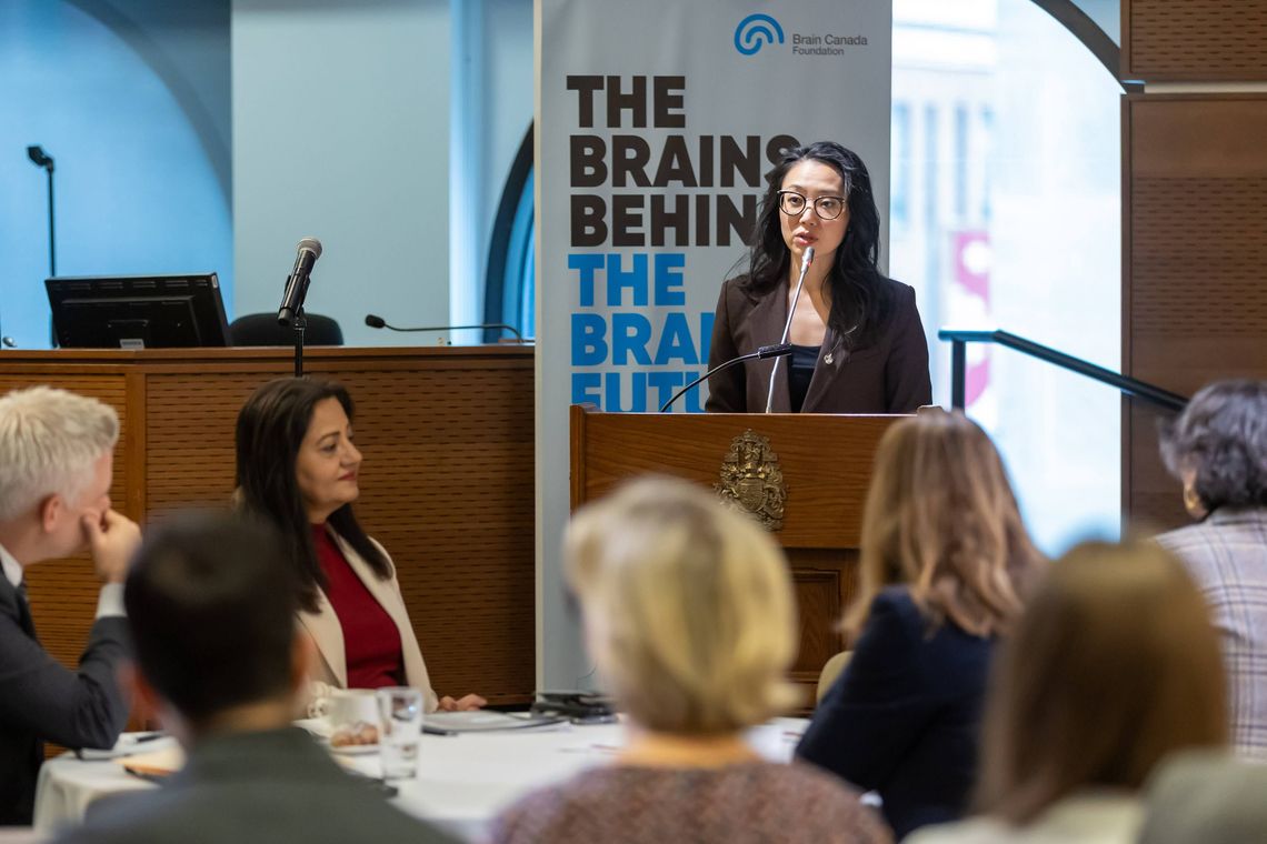 Parliamentary Secretary for Health MP Maggie Chi speaking at the AI + Neuroscience Parliamentary Briefing